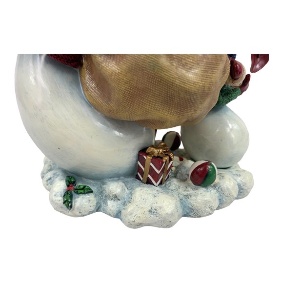 Home Interiors Snowmen w/ Santa Sack of Toys Votive Candle Holder 6.5” Tall - Picture 5 of 7
